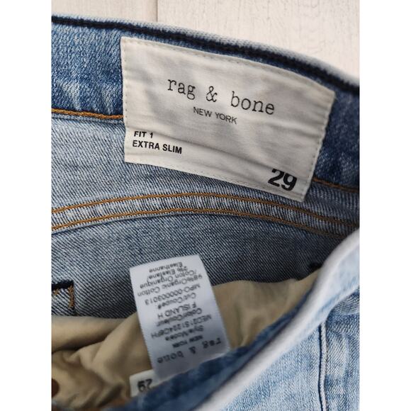 Rag & Bone 29x25 Fit 1 Extra Slim Denim Pants Button Fly Distressed Light - Picture 2 of 11